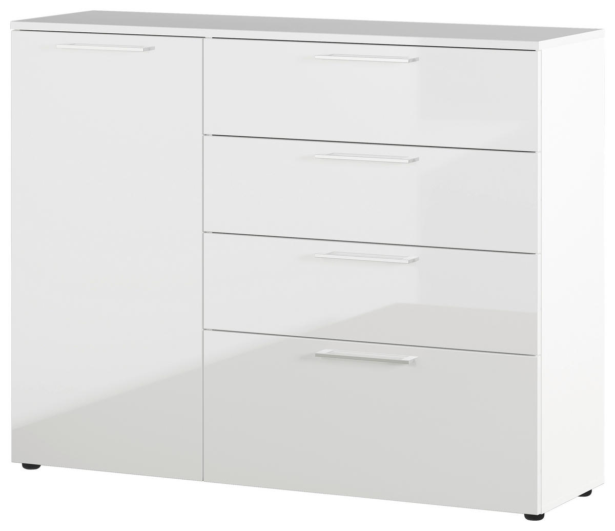 KOMMODE  in 135/107/40 cm  - Chromfarben/Schwarz, MODERN, Holzwerkstoff/Kunststoff (135/107/40cm) - Germania