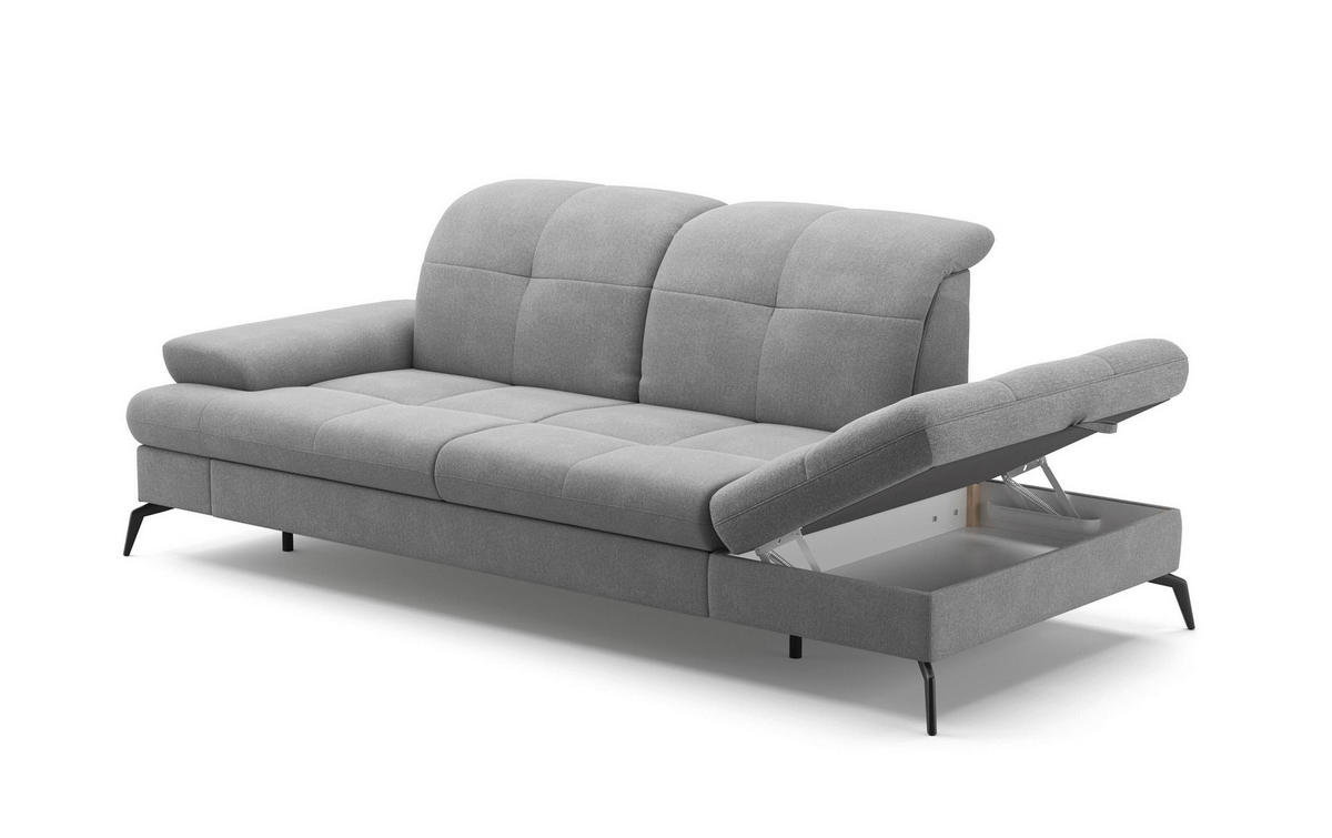 RÉCAMIERE in Flachgewebe Grau  - Schwarz/Grau, Konventionell, Textil/Metall (231/90/122cm) - Sit & More