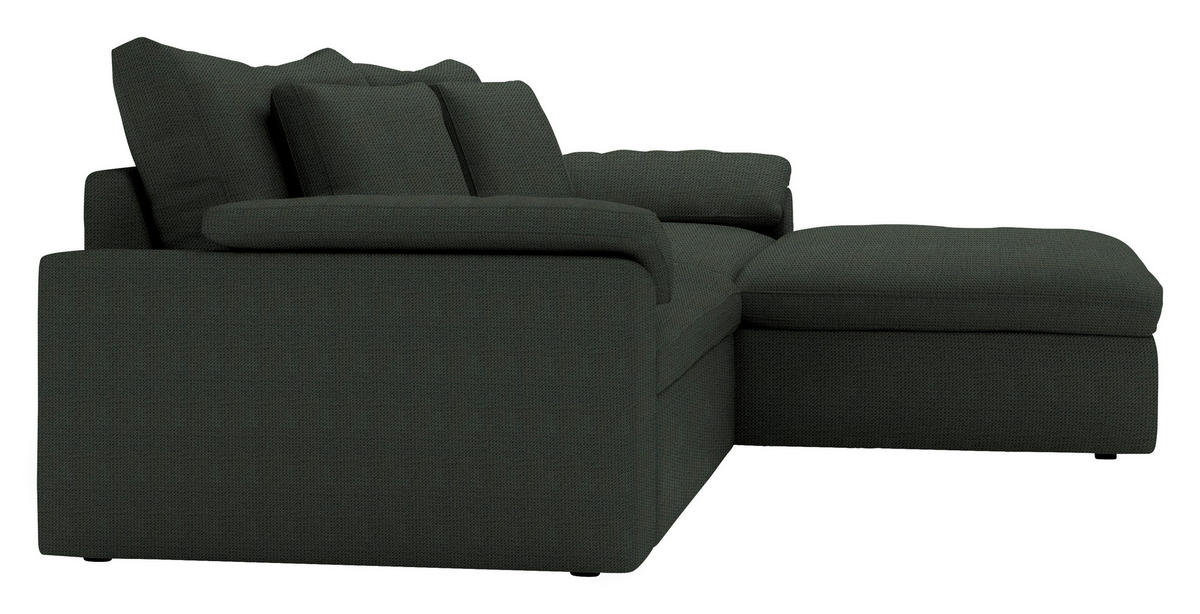 ECKSOFA  Chenille Waldgrün  - Waldgrün/Schwarz, Modern, Kunststoff/Textil (306/198cm) - Carryhome