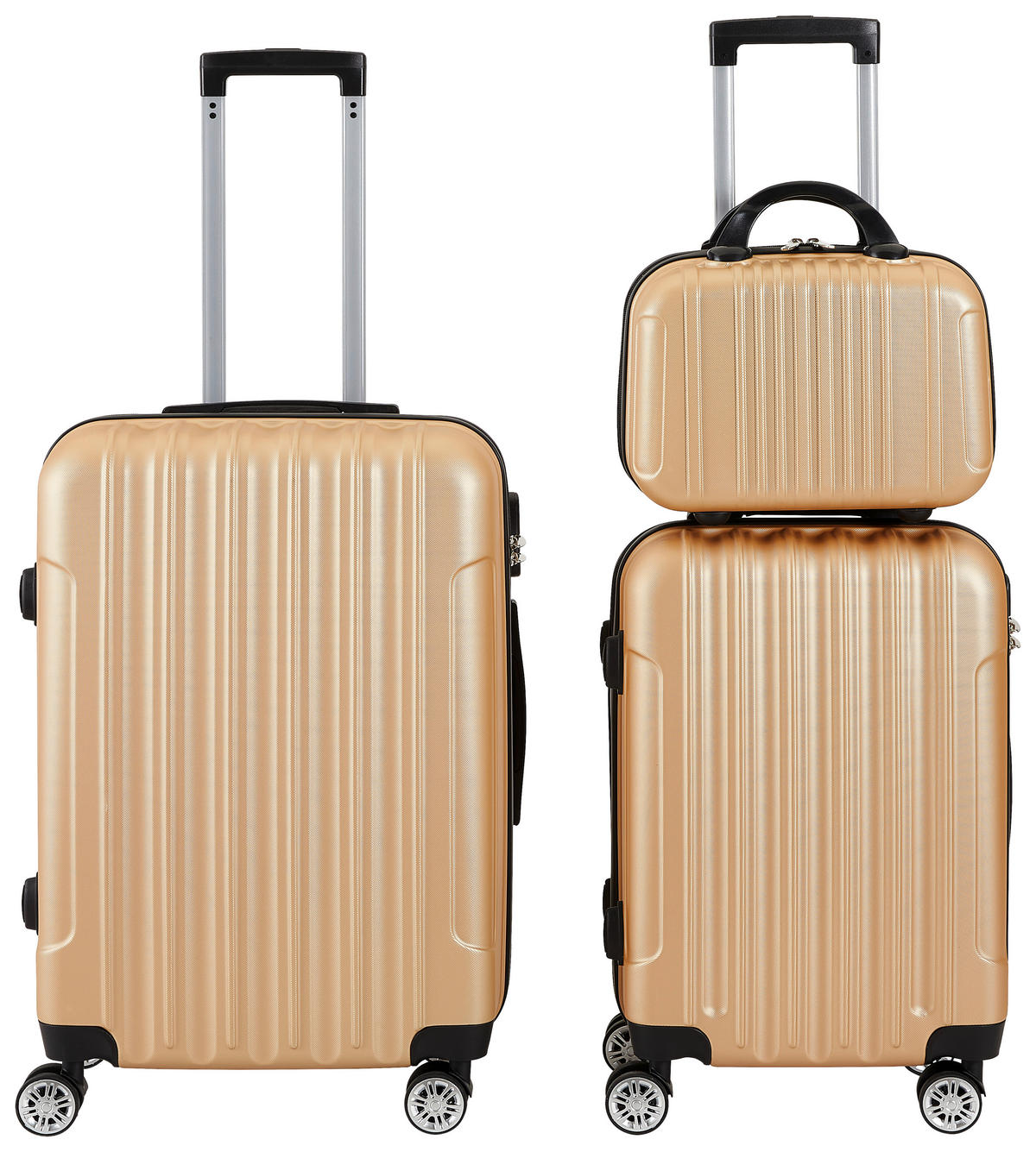 REISEKOFFERSET Goldfarben 3-teilig  - Goldfarben, Basics, Kunststoff/Metall - Novel