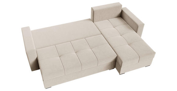 ECKSOFA Creme Samt  - Chromfarben/Creme, KONVENTIONELL, Kunststoff/Textil (233/140cm) - Carryhome