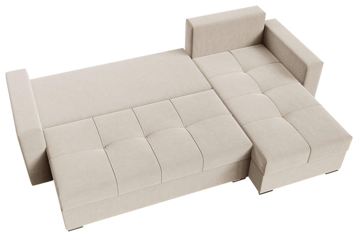 ECKSOFA Creme Samt  - Chromfarben/Creme, KONVENTIONELL, Kunststoff/Textil (233/140cm) - Carryhome