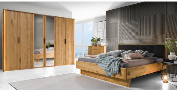 DREHTÜRENSCHRANK in Eichefarben - Eichefarben/Schwarz, Natur, Glas/Holz (303/222/63cm) - Valnatura