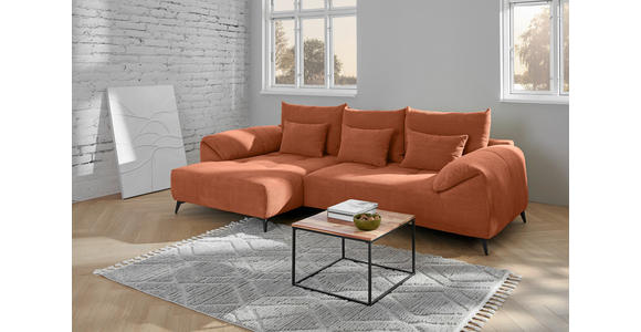ECKSOFA in Cord Rostfarben  176/311 cm  - Rostfarben/Schwarz, KONVENTIONELL, Textil/Metall (176/311cm) - Carryhome