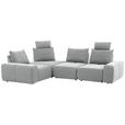 ECKSOFA in Velours Grau  - Schwarz/Grau, Design, Kunststoff/Textil (236/326cm) - Xora