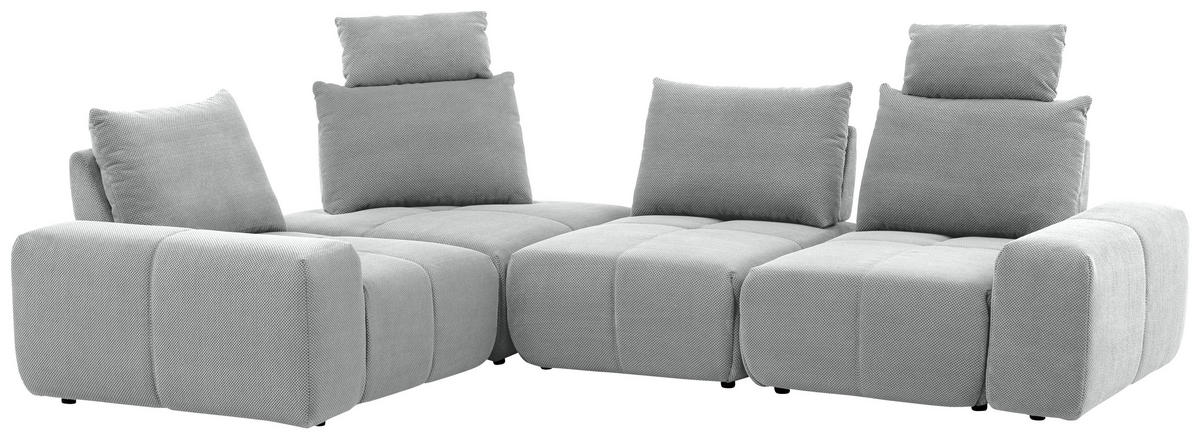 ECKSOFA in Velours Grau  - Schwarz/Grau, Design, Kunststoff/Textil (236/326cm) - Xora