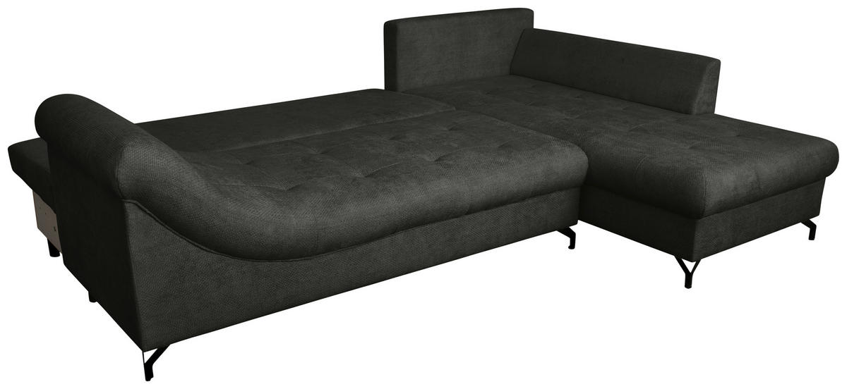 ECKSOFA Schwarz Struktur  - Schwarz, KONVENTIONELL, Textil/Metall (274/194cm) - Carryhome