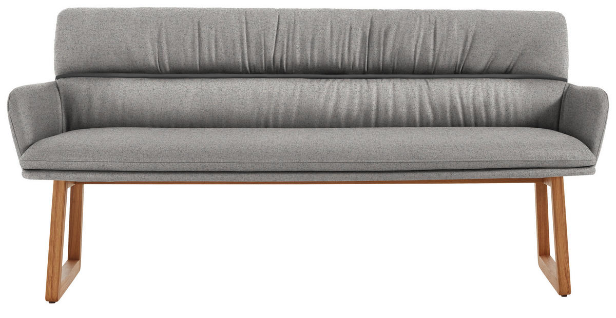 SITZBANK 220/86/68 cm Mikrofaser Grau Wildeiche massiv  - Wildeiche/Grau, Design, Holz/Textil (220/86/68cm) - Valdera
