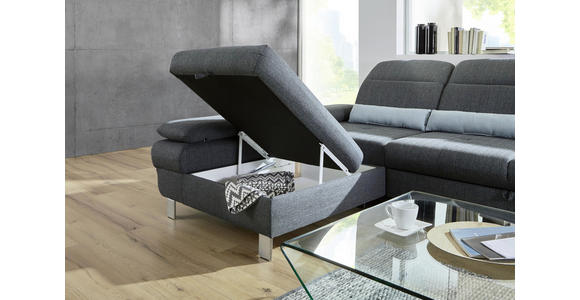 Wohnlandschaft inkl.Funktionen Grau, Hellblau Webstoff - Alufarben/Grau, KONVENTIONELL, Textil/Metall (216/286cm) - Cantus