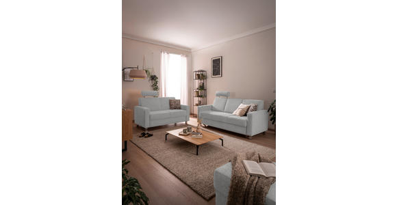3-SITZER-SOFA in Flachgewebe Hellgrau  - Chromfarben/Hellgrau, Design, Textil/Metall (195/83/85cm) - Xora