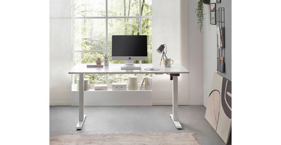SCHREIBTISCH 137/68/71,5-120 cm Weiß elektrisch höhenverstellbar  - Weiß, MODERN, Holzwerkstoff/Metall (137/68/71,5-120cm) - Carryhome
