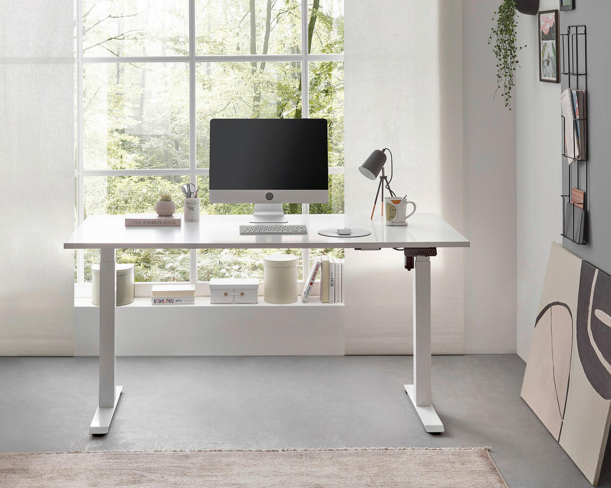 SCHREIBTISCH 137/68/71,5-120 cm  in Weiß  - Weiß, MODERN, Holzwerkstoff/Metall (137/68/71,5-120cm) - Carryhome