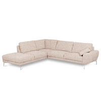ECKSOFA  Webstoff Blau, Gelb, Rot, Weiss  - Chromfarben/Blau, Design, Textil/Metall (250/273cm) - Livetastic