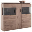 HIGHBOARD Eiche dunkel  150/124/38 cm  - Eiche dunkel/Anthrazit, KONVENTIONELL, Glas/Holzwerkstoff (150/124/38cm) - Cantus