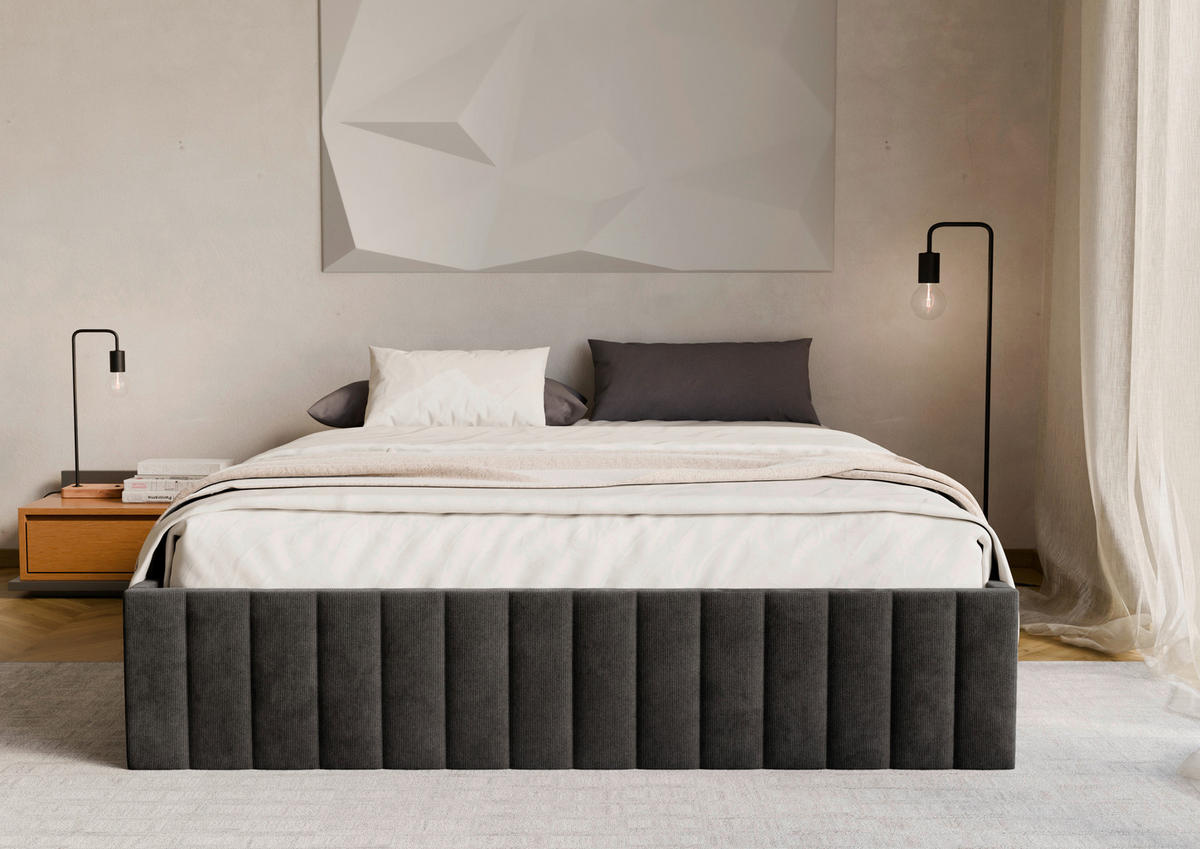 POLSTERBETT Bettkasten, Lattenrost 120/200 cm  in Schwarz  - Schwarz, Design, Holz/Textil (120/200cm) - Boxxx