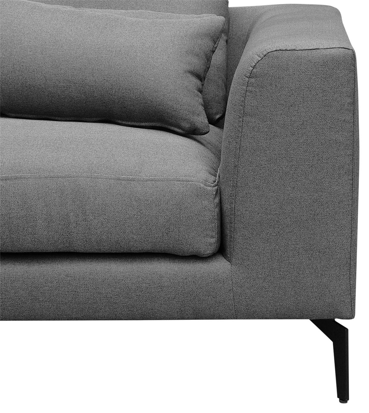 ECKSOFA Dunkelgrau Flachgewebe  - Dunkelgrau/Schwarz, Design, Textil/Metall (172/313cm) - Livetastic