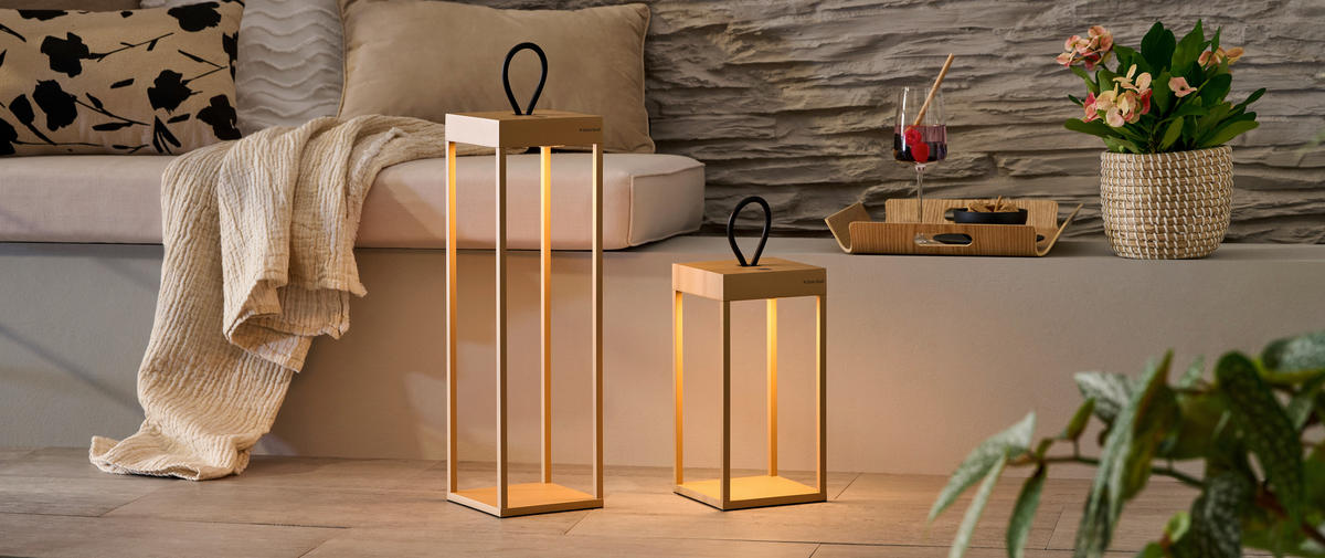 NABÍJATEĽNÁ STOLNÁ LAMPA 15/15/50 cm - piesková, Konventionell, kov/plast (15/15/50cm) - Dieter Knoll