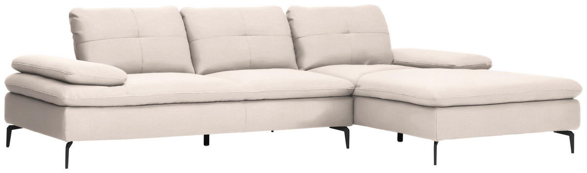 ECKSOFA in Webstoff Creme  - Creme/Schwarz, Design, Textil/Metall (301/179cm) - Chilliano
