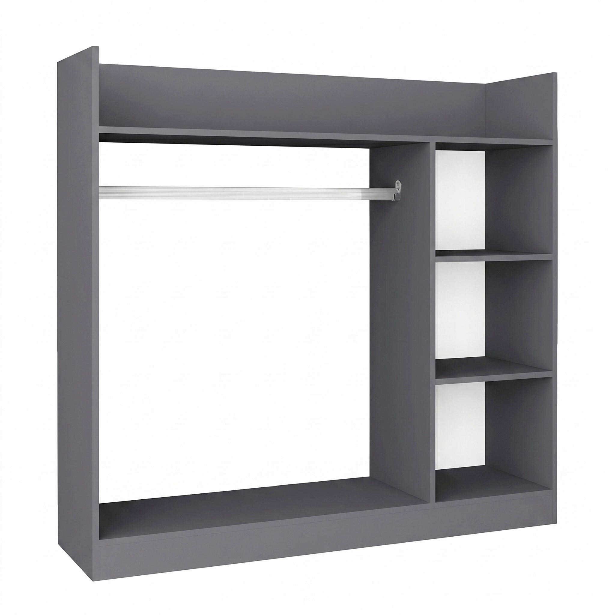ODPRTA OMARA ZA OBLAČILA - antracit, Moderno, kovina/leseni material (124/120/35cm) - Livetastic