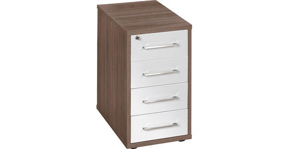 ANSTELLCONTAINER 43,8/75,6/80 cm - Silberfarben/Trüffeleichefarben, KONVENTIONELL, Holzwerkstoff/Kunststoff (43,8/75,6/80cm) - Voleo