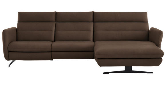 ECKSOFA in Echtleder Braun  300/157 cm  - Schwarz/Braun, Design, Leder/Metall (300/157cm) - Dieter Knoll