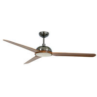 DECKENVENTILATOR 142 cm  - Chromfarben/Buchefarben, Trend, Kunststoff/Metall (142cm) - P & B