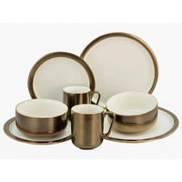 KOMBINOVANÝ SERVIS, 8-dielne, kamenina - biela/zlatá, keramika - Creatable