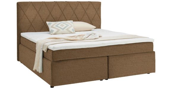 BOXSPRINGBETT 180/200 cm  in Cognac  - Cognac/Schwarz, Design, Kunststoff/Textil (180/200cm) - Xora