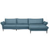ECKSOFA in Echtleder Hellblau  - Schwarz/Hellblau, Design, Leder/Metall (334/172cm) - Valdera