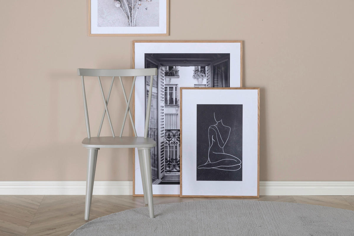 STOLSET  - ljusgrå, Modern, trä (50/54/86cm) - Livetastic