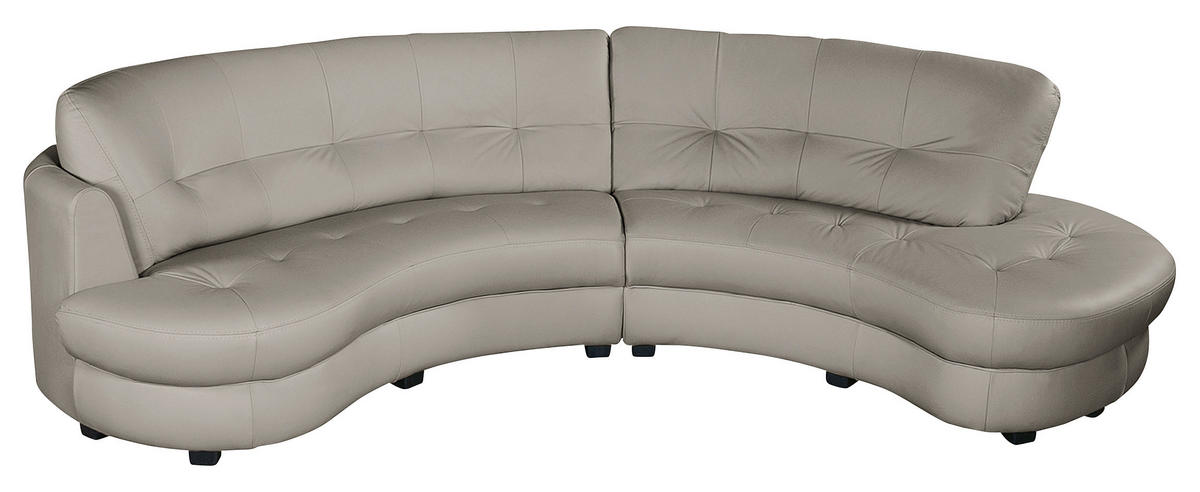 ECKSOFA Hellgrau Echtleder Lederlook  - Hellgrau/Schwarz, Design, Leder/Kunststoff (300/113cm) - Livetastic