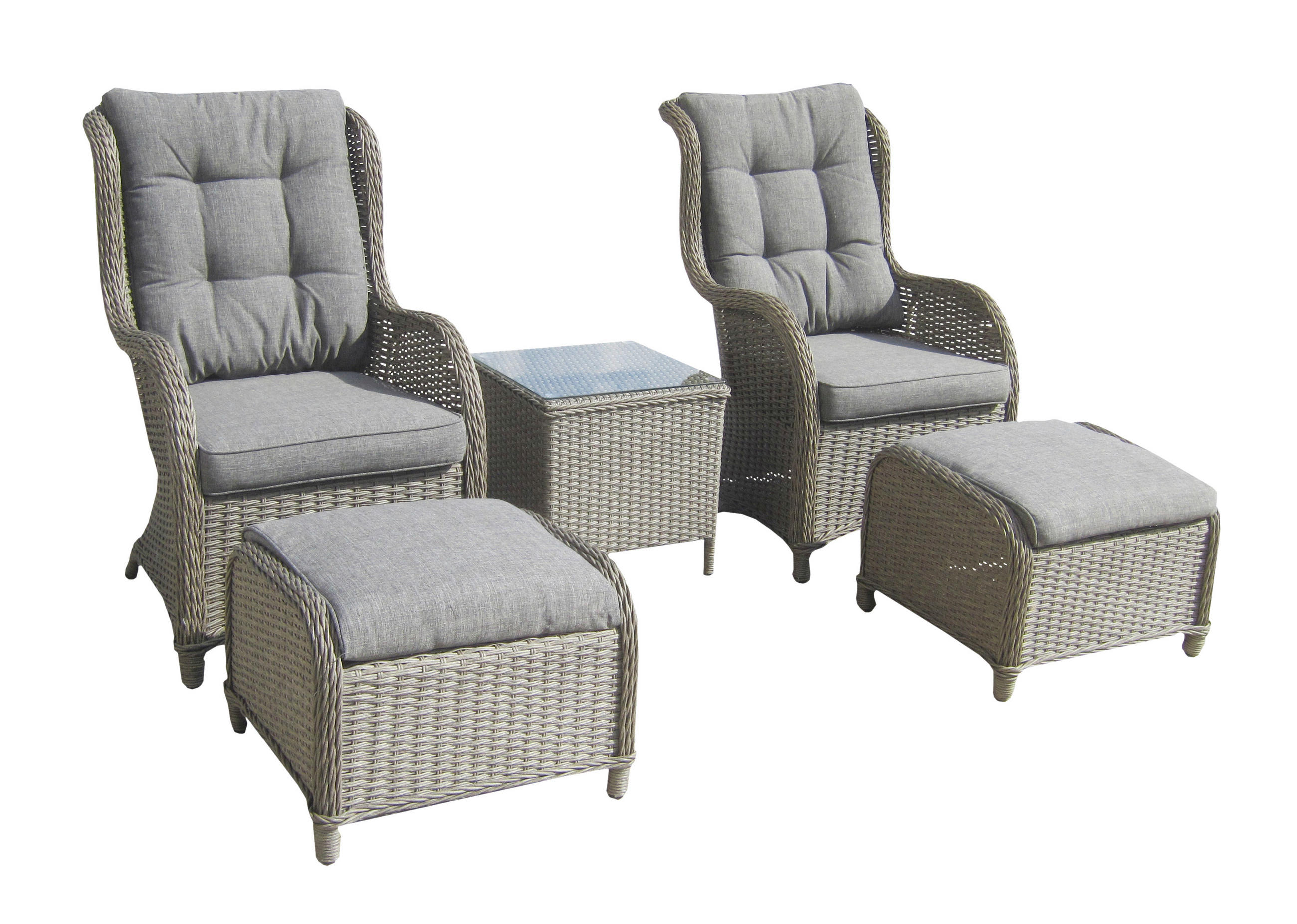 GARTENSET 5-teilig Rattan5-teilig  - Grau, KONVENTIONELL, Holz - Gardenson