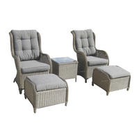 GARTENSET 5-teilig Rattan5-teilig  - Grau, KONVENTIONELL, Holz - Gardenson