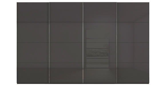 SCHWEBETÜRENSCHRANK 361/223/68 cm 4-türig Graphitfarben, Schwarz  - Chromfarben/Graphitfarben, Design, Glas/Holzwerkstoff (361/223/68cm) - Novel