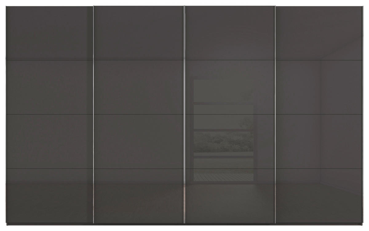 SCHWEBETÜRENSCHRANK  in Graphitfarben, Schwarz  - Chromfarben/Graphitfarben, Design, Glas/Holzwerkstoff (361/223/68cm) - Novel