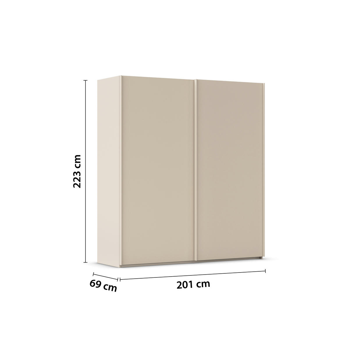 SCHWEBETÜRENSCHRANK 201/223/69 cm,  in Champagner, 2 Tür(en)  - Champagner, Basics, Holzwerkstoff/Metall (201/223/69cm) - Rauch Möbel