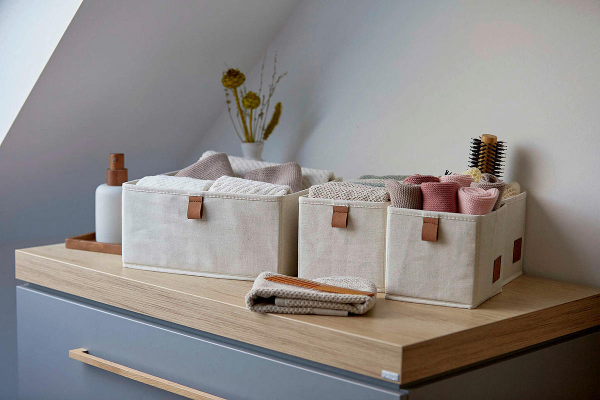 AUFBEWAHRUNGSBOXEN-SET Premium  - Beige, Basics, Karton/Textil - Store It