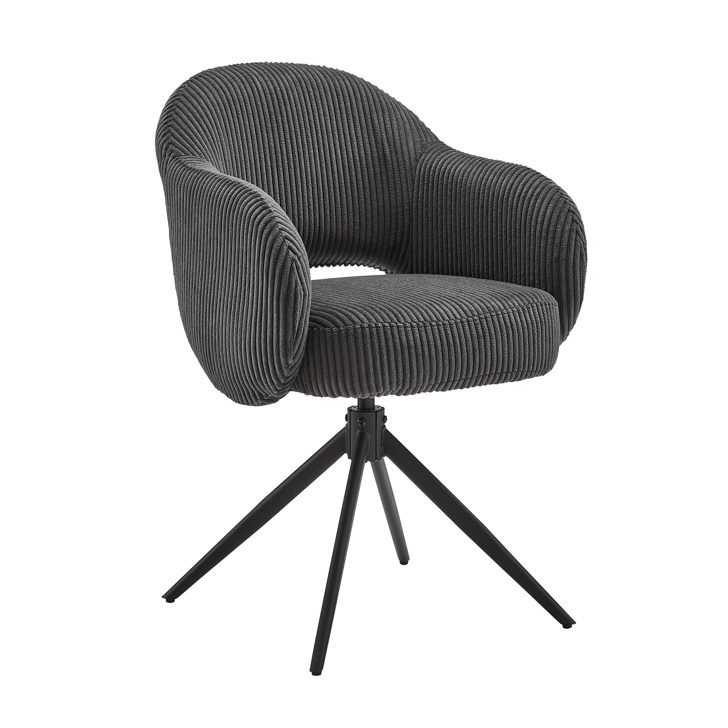 ARMLEHNSTUHL  in Cord  - Dunkelgrau/Schwarz, MODERN, Textil/Metall (58/84/60cm) - Livetastic