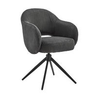 ARMLEHNSTUHL  in Cord  - Dunkelgrau/Schwarz, MODERN, Textil/Metall (58/84/60cm) - Livetastic