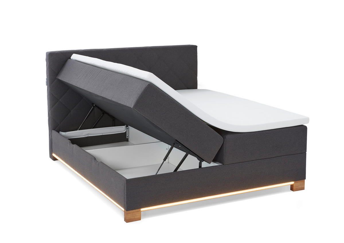 BOXSPRINGBETT 180/200 cm  in Anthrazit  - Anthrazit, Design, Holz/Holzwerkstoff (180/200cm) - Xora