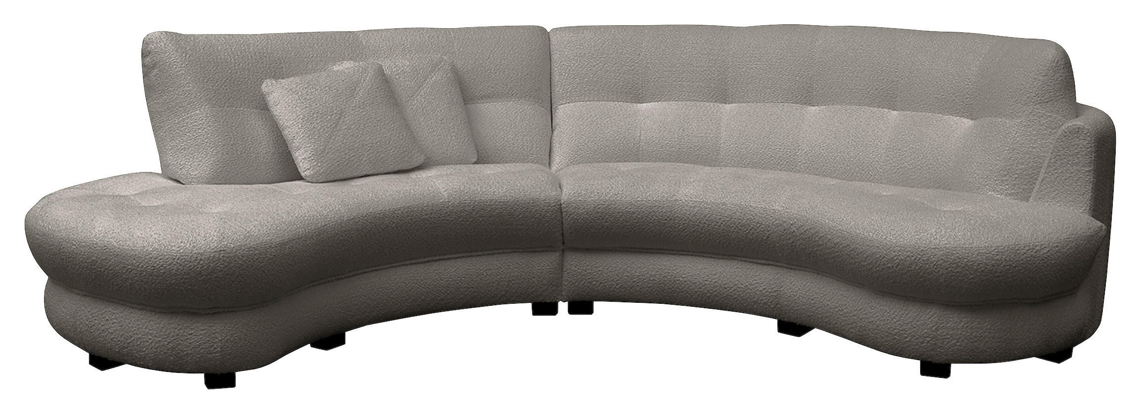 ECKSOFA Rundform  Dunkelgrau Bouclé  - Dunkelgrau/Schwarz, Design, Kunststoff/Textil (113/300cm) - Livetastic