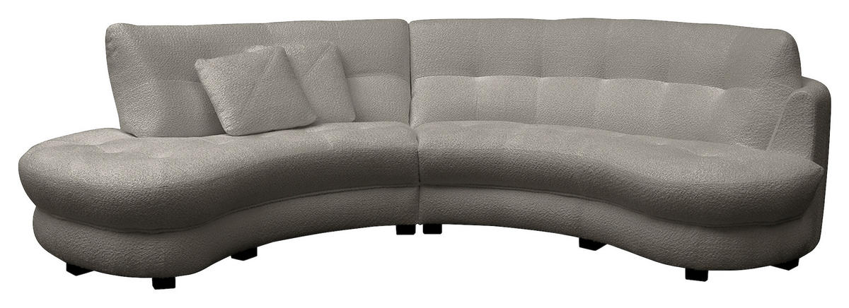 ECKSOFA in Bouclé Dunkelgrau  - Weiss/Dunkelgrau, Design, Kunststoff/Textil (113/300cm) - Livetastic