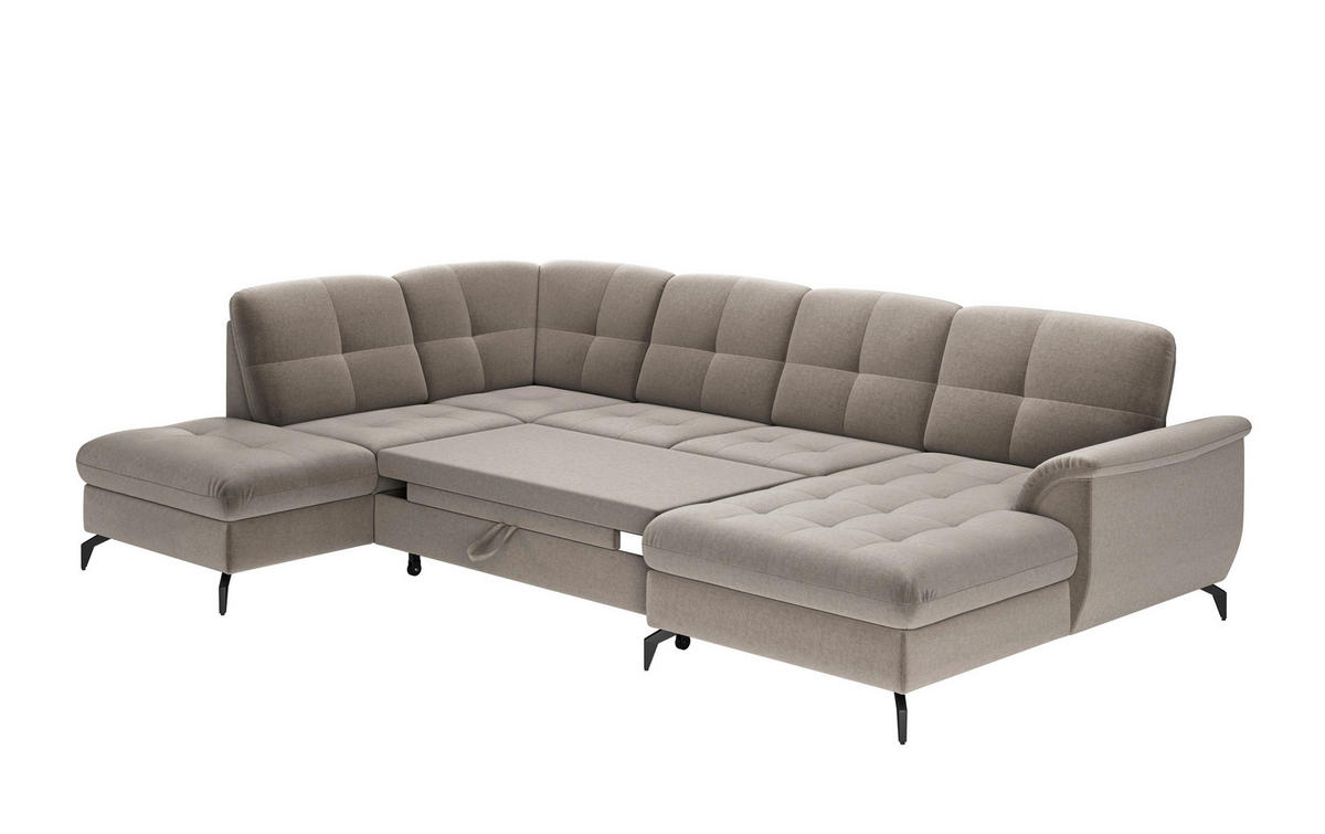 WOHNLANDSCHAFT in Flachgewebe Taupe  - Taupe/Schwarz, Modern, Textil/Metall (212/319/164cm) - Sit & More