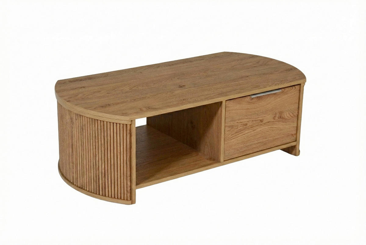 COUCHTISCH Eichefarben  - Eichefarben/Alufarben, KONVENTIONELL, Holzwerkstoff/Metall (110/55/35,5cm) - MID.YOU