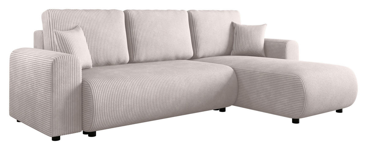 ECKSOFA  in Cord Beige  - Beige/Schwarz, KONVENTIONELL, Kunststoff/Textil (246/152cm) - Xora