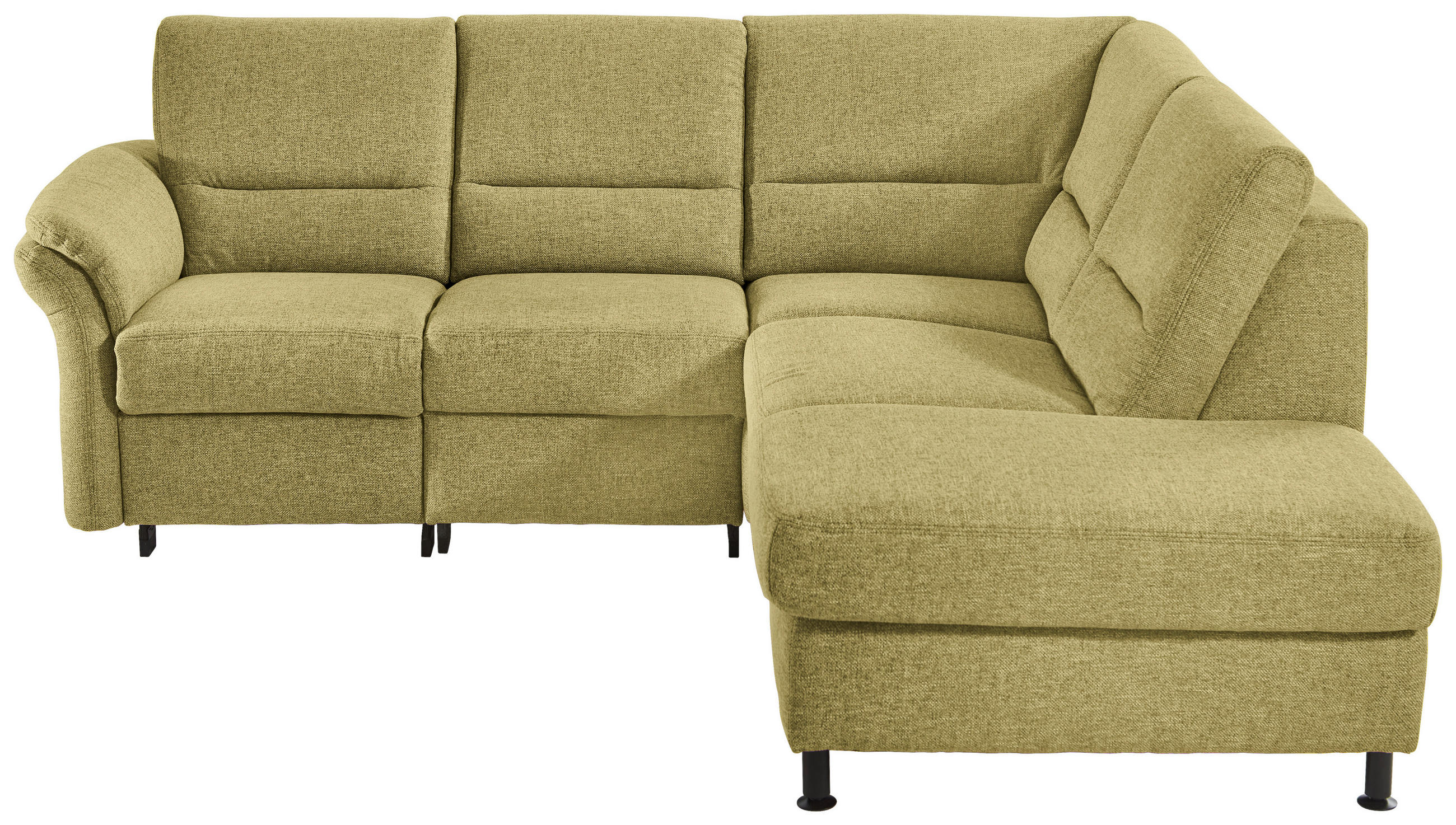 ECKSOFA  in Flachgewebe Limette Rücken echt  227/203 cm  - Limette/Schwarz, MODERN, Textil/Metall (227/203cm) - Beldomo System