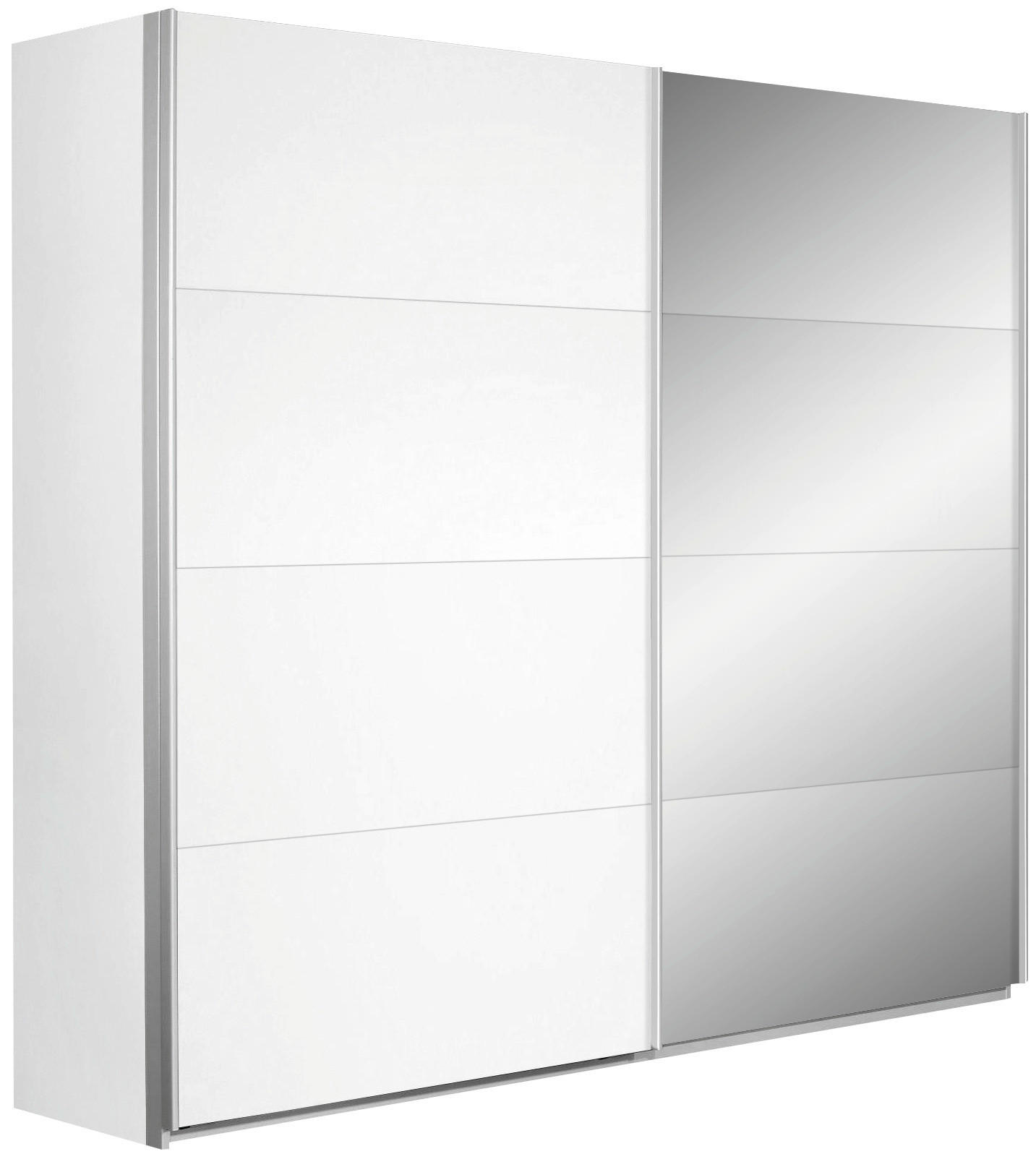 SCHWEBETÜRENSCHRANK 2-türig Weiß  - Silberfarben/Weiß, Design, Glas/Holzwerkstoff (226/210/62cm) - Carryhome