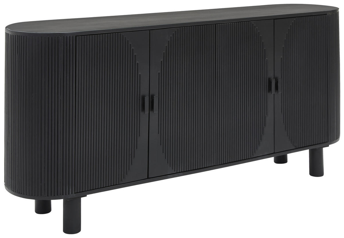 SIDEBOARD Schwarz  180/80/40 cm  - Schwarz, Trend, Holz/Metall (180/80/40cm) - Ambia Garden