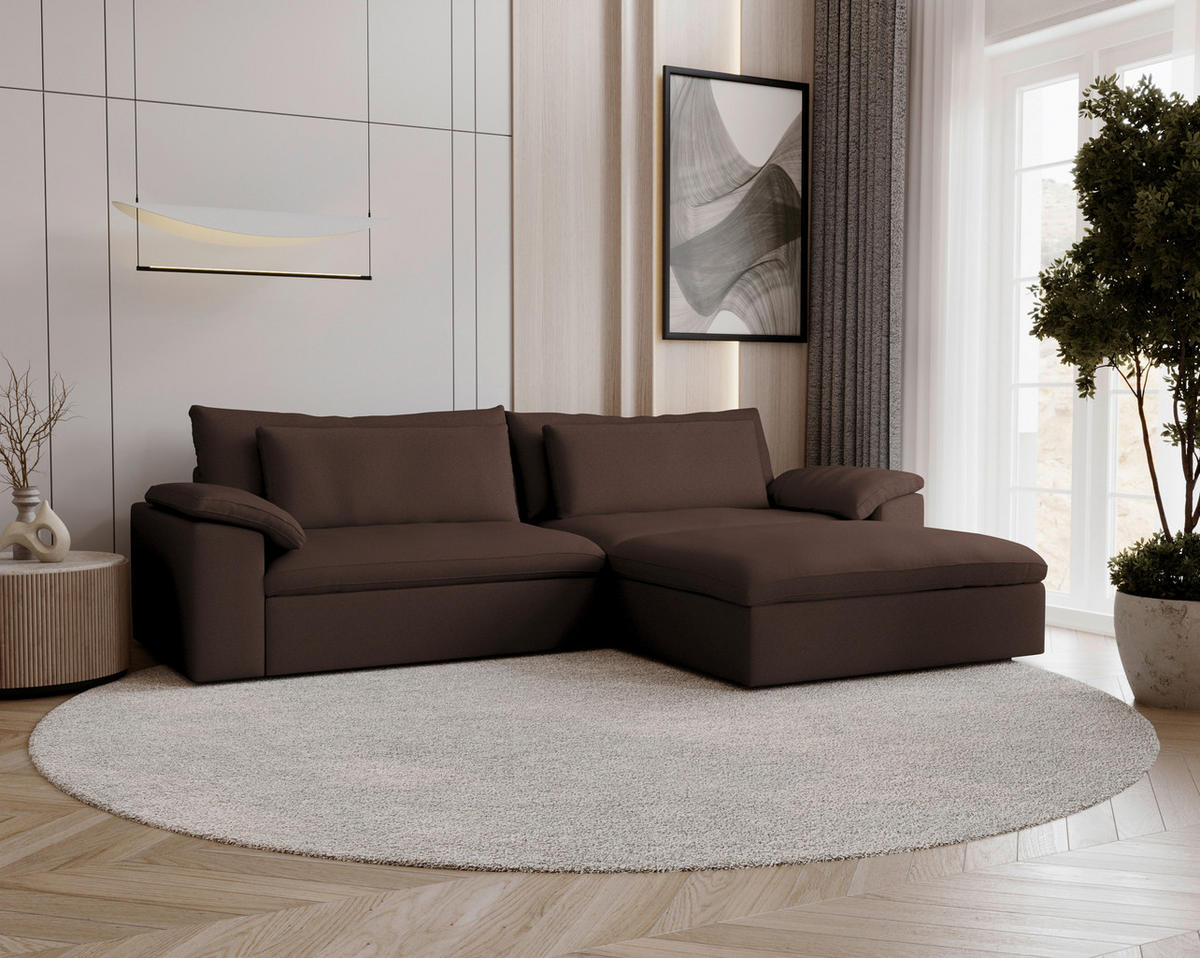 ECKSOFA  Chenille Braun  - Schwarz/Braun, Modern, Kunststoff/Textil (306/198cm) - Carryhome