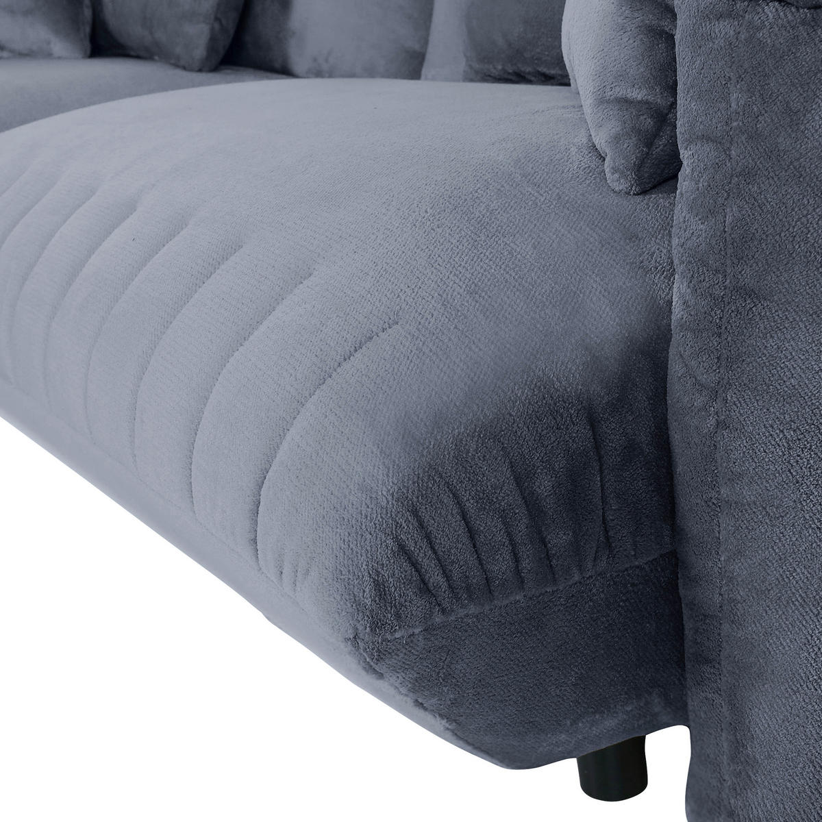 HÖRNSOFFA i plysch blågrå  - blågrå/svart, Klassisk, textil/plast (170/270cm) - MID.YOU